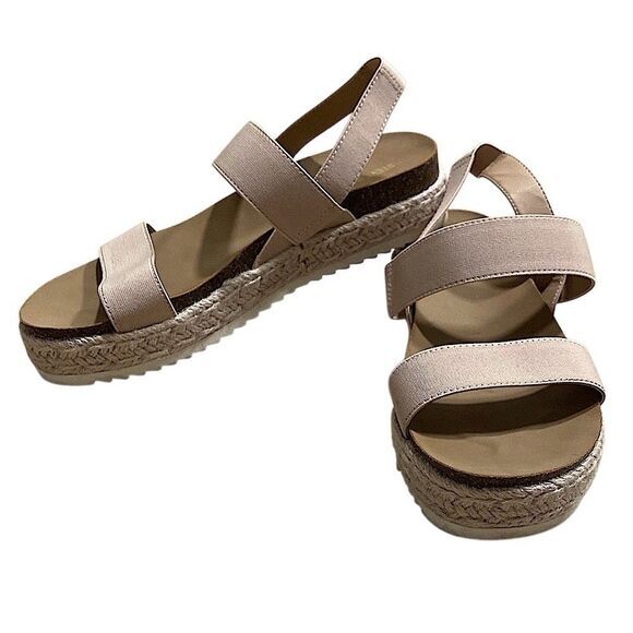 Steve Madden Blush Pink Nude Elastic Platform Espadrille Sandals Size 5‎ - Picture 1 of 14